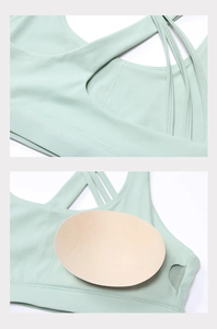 Vêtements de sport sans couture personnalisés pour femmes, soutien-gorge de yoga push-up, haut de yoga à dos croisé, soutien-gorge de sport rembourré pour femmes - Product Image 5