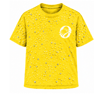 Unisex <b>Bright</b> Yellow Pearl Beaded <b>T</b> <b>Shirt</b> Fashion Crew Neck Short Sleeve Pearl Embellished Tee for Streetwear and Everyday - Product Image 1