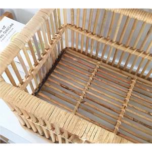 Panier de rangement en rotin tissé à la main avec couvercle, bac décoratif en osier pour l'organisation de la maison, panier rectangulaire en fibres naturelles durables - Product Image 2