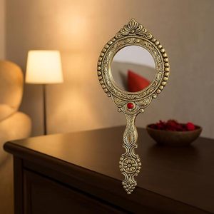 Antique Golden Handheld <b>Mirror</b> Vintage Makeup <b>Mirror</b> Decorative <b>Vanity</b> <b>Mirror</b> Retro Hand <b>Mirror</b> for <b>Dressing</b> <b>Table</b> Gift - Product Image 6