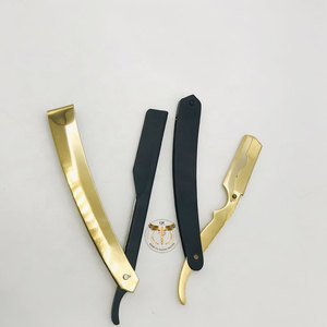 Professional Gold & Black Stainless Steel Straight Razor Set Reusable Folding Barber <b>Shaving</b> Razor Salon Hair Cutting Tool - Product Image 1