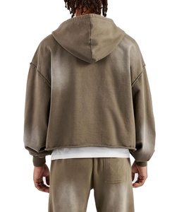 Ensemble de survêtement à capuche pour homme, couleur unie, sweat-shirt et pantalon à fermeture éclair intégrale, coupe décontractée ample, 100 % coton, pour l'automne - Product Image 6