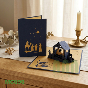 Tarjetas de felicitación de papel cortadas con láser 3D impresas personalizadas Diseño de 'Nacimiento de Jesús' Impresión offset para el día de Navidad Notas de agradecimiento - Product Image 2