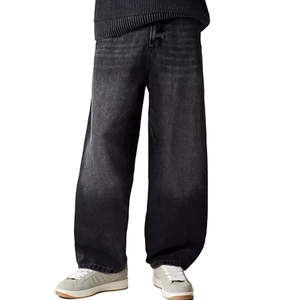 Jean baggy en denim pour homme à prix abordable, taille mi-haute, tricoté, respirant, léger, grande taille, logo personnalisé, couleur, style urbain, 100 % coton - Product Image 3