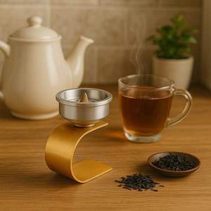 Gold And <b>Silver</b> Metal Incense <b>Burner</b> Featuring A Curved Stand Elegant Stylish Piece Crafted For Home Fragrance & Decoration - Product Image 6