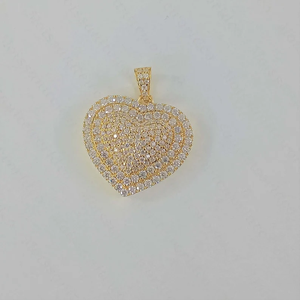 Collar de lujo con colgante de corazón con incrustaciones de moissanita, diseño en capas con baño de oro, estilo hip hop, para hombres y mujeres. - Product Image 5