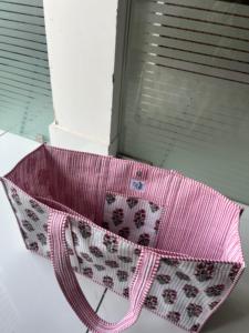 Bolsos Tote Grandes Acolchados Estilo Boho Chic, Bolsos de Compras de Algodón Hechos a Mano, Bolsos Indios Elegantes con Cierre Abierto, Lavables para Mujer - Product Image 4