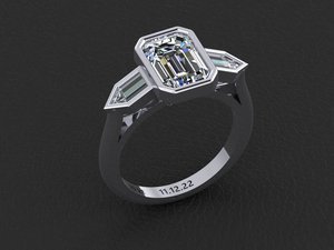 Premium Yellow White Rose Gold Silver Ladies <b>Ring</b> Emerald And Taper Cut 5 CTS Moissanite CVD Colour Stone <b>CZ</b> EGL Certified VVS2 - Product Image 1