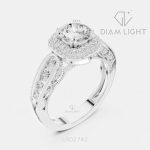 Bague de fiançailles en diamant de laboratoire certifié IGI 1,00 carat, taille ronde, or blanc 14 carats, F+ VS+, pavé, bijoux fins pour mariage, idéal pour un cadeau - Product Image 2