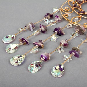 Magnifique attrape-soleil en métal en forme de fleur, or et violet, avec cristaux, pour la maison, le jardin, la fenêtre, décoration suspendue, article cadeau, élégant et luxueux - Product Image 4