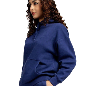 Sudadera con capucha corta de forro polar personalizada para mujer con borde sin rematar, al por mayor, sudadera deportiva de manga larga para gimnasio - Product Image 4