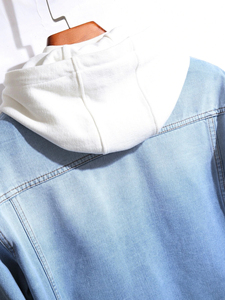 Chaqueta de Mezclilla Azul Claro para Hombre, Estilo Casual, Cierre de Botones, Color Sólido, Lavable, de Algodón, Estilo Otoñal, Corte Regular - Product Image 4
