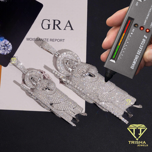จี้รูปนักบุญฮิปฮอปประดับเพชรโมอิสซาไนต์ เงินแท้ 925 ดีไซน์หรูหรา - Product Image 2