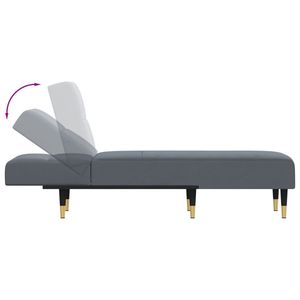 Chaise longue in velluto grigio scuro (100% poliestere) con struttura in compensato e metallo - Product Image 6