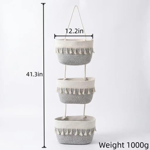 Handmade White Macrame Wall <b>Storage</b> Basket For Stylish Home Organization And Elegant Wall Decor <b>Solution</b> From India - Product Image 5