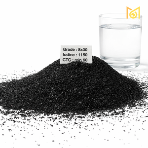 Charbon actif de coque de noix de coco 8x30 certifié NSF, pureté 99 %, valeur d'iode 1050-1150 mg/g, fabricant Vitronexa Carbon India - Product Image 2