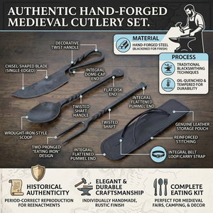 Tenedores y Cucharas de Hierro Forjados a Mano con Diseño Artesanal Grabado, Estilo Rústico para Servir, Cocinar y Decorar el Hogar - Product Image 6