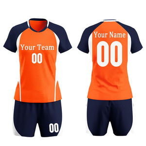 Unisex Sublimated 100% Polyester <b>Volleyball</b> Jersey <b>Set</b> Blue Gradient V-Neck Sleeveless Moisture Wicking Fitted Uniform - Product Image 1
