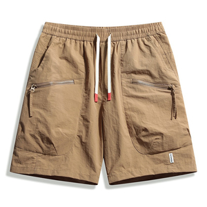 Pantalones Cortos Cargo para Hombre, Cintura Media, Cordón Ajustable, Secado Rápido, Color Sólido, Estilo Casual, Tela de Poliéster, Bolsillos con Cremallera - Product Image 2