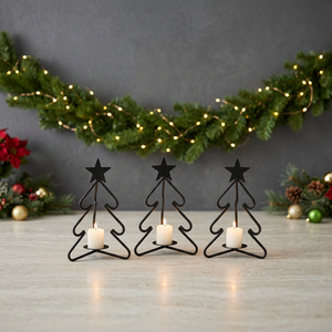 Support de bougie en fil métallique blanc en forme de sapin de Noël pour la décoration intérieure et la saison des fêtes (vente en gros) - Product Image 3