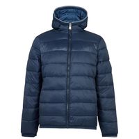Blouson d'hiver matelassé léger et chaud pour homme, bleu marine, avec capuche et fermeture éclair intégrale, pour l'extérieur et les loisirs, style mode, personnalisable