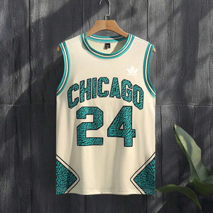 Camiseta de Baloncesto sin Mangas Blanca para Hombre, Bordado 3D en Relieve, Transpirable, Absorbe la Humedad, Poliéster, Otros Uniformes de Equipo para Adultos - Product Image 6
