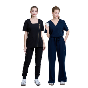 Vêtements médicaux pour hôpital, très demandés, en rayonne/PE/spandex, ensembles de blouses médicales tendance pour femmes infirmières, coupe large, fabrication FMF, OEM/ODM. - Product Image 1