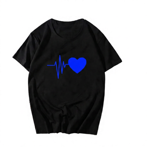 T-shirt décontracté à manches courtes pour homme Heartbeat Pulse Line, coupe classique, col rond, jersey en coton, écologique, respirant, séchage rapide - Product Image 3