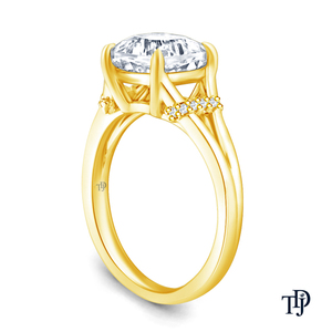 Anillo de compromiso de oro de 10K con diamantes cultivados en laboratorio, con detalles en baguette y redondos, estilo antiguo. Fabricante internacional mayorista y minorista OEM. - Product Image 6