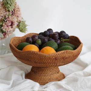 Natural <b>Wicker</b> <b>Basket</b> With Lid Handwoven Rattan Organizer Home Kitchen Bathroom Bedroom Decorative <b>Storage</b> <b>Basket</b> - Product Image 1