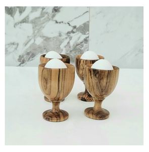 Tazas para huevos cocidos de madera de diseño de lujo, calidad perfecta, con logo personalizado, 4 piezas, para decoración de mesa de hotel, a precio económico. - Product Image 1