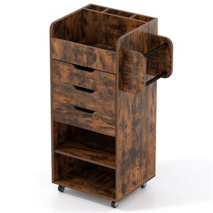 Carrello Portaoggetti Mobile con Design Smontabile, 3 Cassetti, Doppio Livello, Ripiani Regolabili, Organizzatore per Carta da Regalo con Ruote - Product Image 3