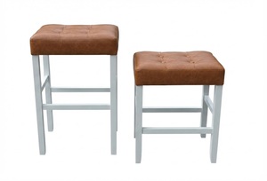 Ensemble de 2 tabourets de bar et de comptoir en cuir PU, ensemble de tabourets capitonnés en cuir PU, ensemble de tabourets rembourrés en PU avec structure en bois massif, hauteur bar et comptoir - Product Image 3