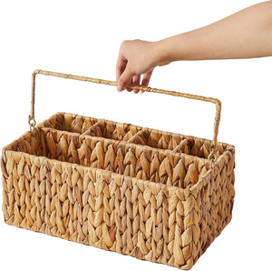 Organizador de utensilios hecho a mano con forma personalizada de jacinto de agua, ecológico, multifuncional, rústico, para cocina, despensa, picnic - Product Image 1