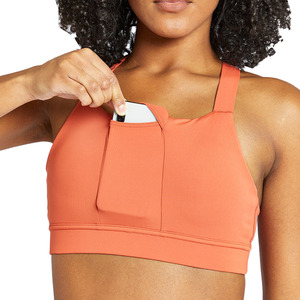 Women's Customized Fitness Logo Design Breathable Running Sports Padded <b>Bra</b> Medium Support <b>Racerback</b> 100% Nylon Yoga Vest Tank - Product Image 5