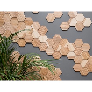 Acacia Wood Hexagon Honeycomb Mid Century Modern Handmade Wall Modules-Wholesale Wooden Wall Art by Aqudus Saleem - Product Image 2