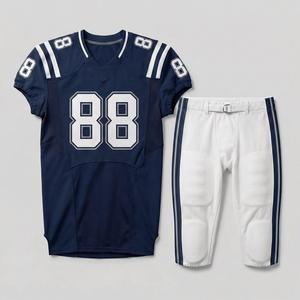 Ensemble de maillots de football américain personnalisés Splendid Apparel pour hommes, col en V, manches courtes, 88, bleu marine et blanc, uniforme en maille respirante, 100% - Product Image 1