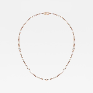 Collar de tenis con 9 1/2 quilates de diamantes radiantes cultivados en laboratorio, oro blanco de 14K, joyería de moda elegante y brillante - Product Image 2