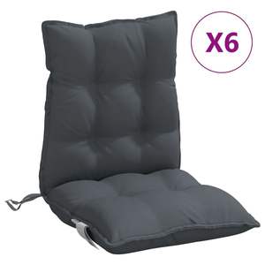 Ensemble de 6 coussins de chaise anthracite à dossier bas pour le soutien lombaire et le confort de la siège - Product Image 2