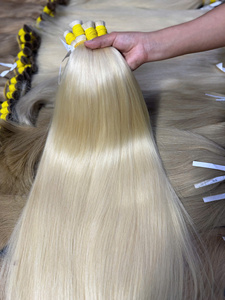Extensiones de Cabello Humano Virgen Natural Rubio Liso de Alta Calidad, 100g, 28 Pulgadas, con Super Double Drawn, Precio al por Mayor - Product Image 3