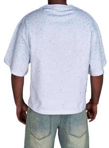 เสื้อยืดสตรีทแวร์ผู้ชาย แขนสั้น คอกลม ผ้าฝ้ายถัก 100% ลายตัวอักษร การ์ตูน ประดับเพชร ลายพิมพ์รีดร้อน - Product Image 2