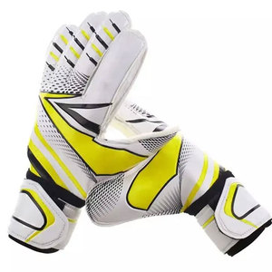 Gants de gardien de but de football personnalisés, doigts entièrement couverts, blanc et noir, en cuir, fermeture auto-agrippante, unisexe, respirants, antidérapants - Product Image 6