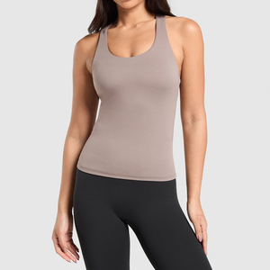 <b>Women</b> Solid Color Scoop Neck Knitted Tank <b>Top</b> Breathable Sporty Style Regular Length Spandex Polyester Material - Product Image 1