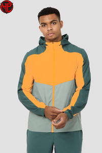 Conjunto de Pantalones Cortos Impermeables y Cortavientos con Bloques de Color, Chaqueta con Capucha Ligera de Secado Rápido para Deportes al Aire Libre, Conjunto de Pantalones Cortos de Nailon - Product Image 3