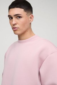 Sweat-shirt unisexe rose oversize à col rond, manches classiques, en coton French Terry, couleur unie, pour l'hiver, style décontracté Crescent Wear - Product Image 5