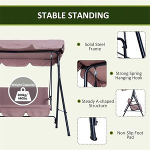 Dondolo a 3 Posti Contemporaneo Marrone per Esterni, Veranda, Giardino e Interni, Realizzato in Poliestere PE - Product Image 5