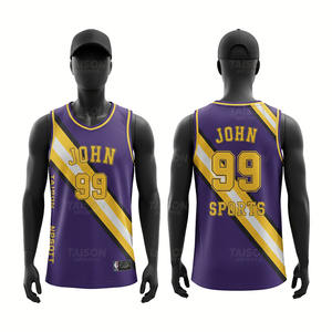 Camiseta de Baloncesto para Hombre, 180 GSM, Malla de Poliéster Transpirable, Diseño de Paneles Diagonales en Morado y Blanco, Logotipo Personalizado por Sublimación, Uniforme de Equipo - Product Image 1