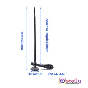 Antenne magnétique en caoutchouc ETEILY 2,4 GHz 9 dBi avec câble RG174 (L-3Mtr) + connecteur mâle RP SMA fabriqué en Inde - Product Image 2