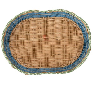 Coastal Style Faux Rattan Serving <b>Tray</b>, <b>Storage</b> <b>Tray</b> in Trendy Color Combinations Scalloped Edge 2028 Spring - Product Image 2
