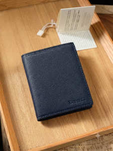 Beem's Navy Blue Genuine Leather Fold <b>Wallet</b> <b>for</b> <b>Men</b> Slim Short Minimalist Luxury RFID Blocking Cash <b>Card</b> Holder - Product Image 4